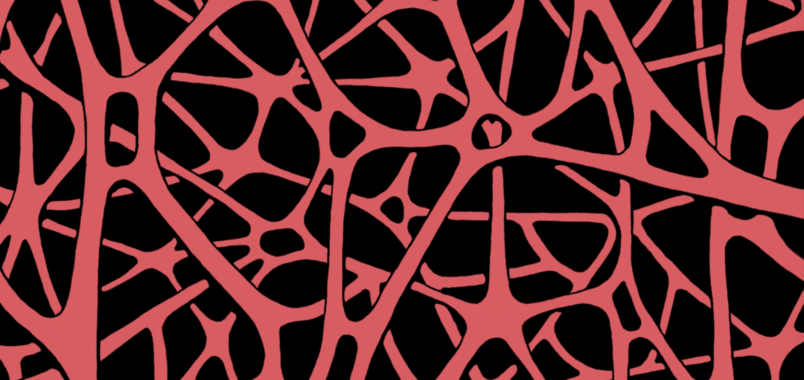 black and red graphic representing acupuncture in the interstitium